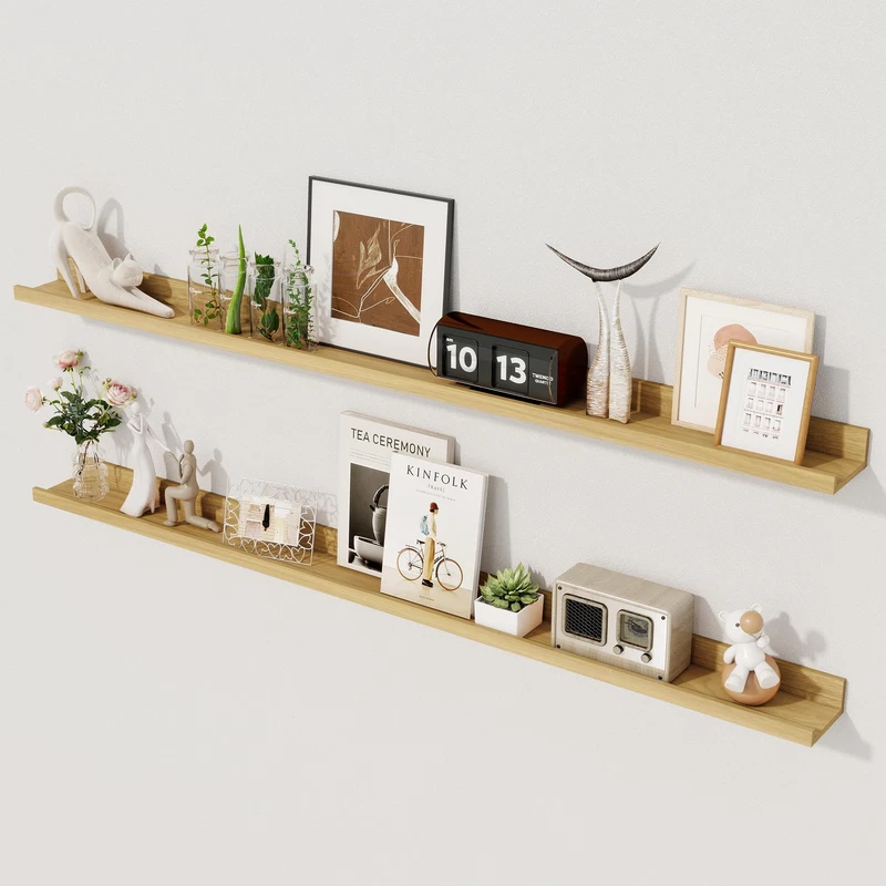 Axeman 48 Inch Floating Shelves Picture Ledge Shelf Set Of 2 Oak Wall Shelves