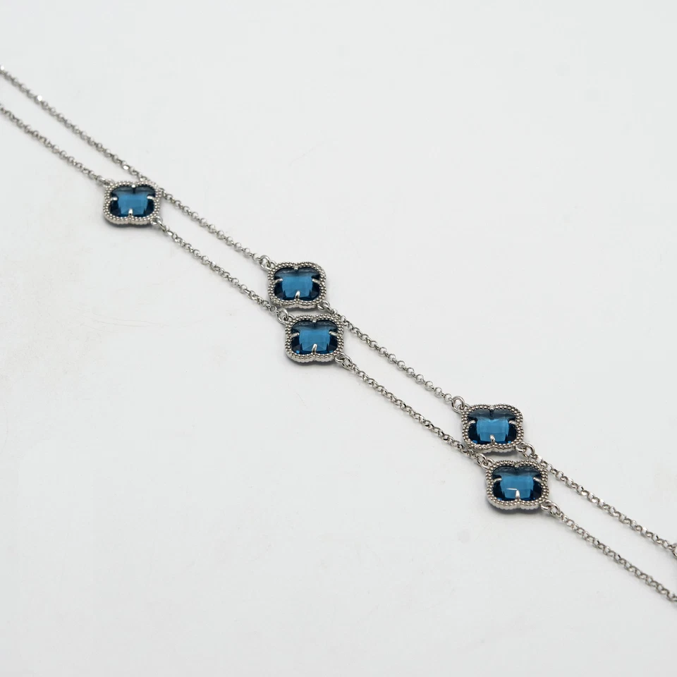 Collana lunga Chimera in argento 925 con inserti di cristallo blu L.581 - Immagine 2 di 4