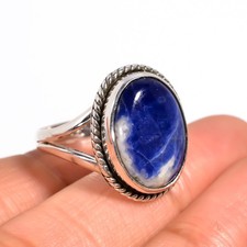 Sodalite Gemstone 925 Sterling Silver Ring Handmade Jewelry Ring For Gift