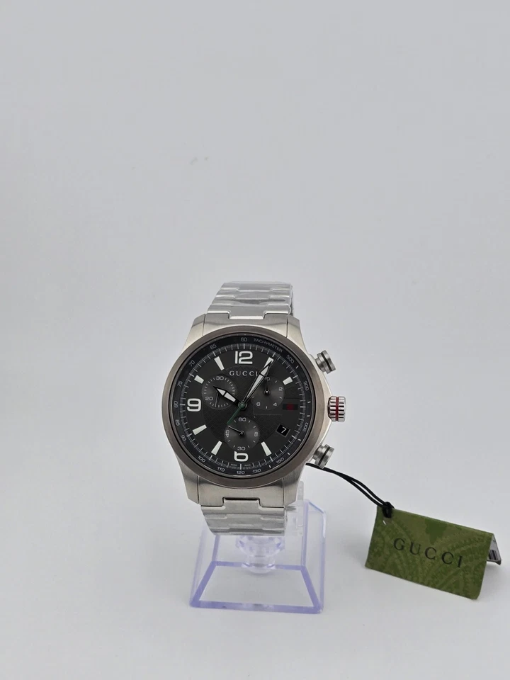 $1190 Рекомендуемая розничная цена производителя | Gucci G-Timeless мужской серый циферблат хронограф часы - YA126238 новый - Изображение 2 из 4