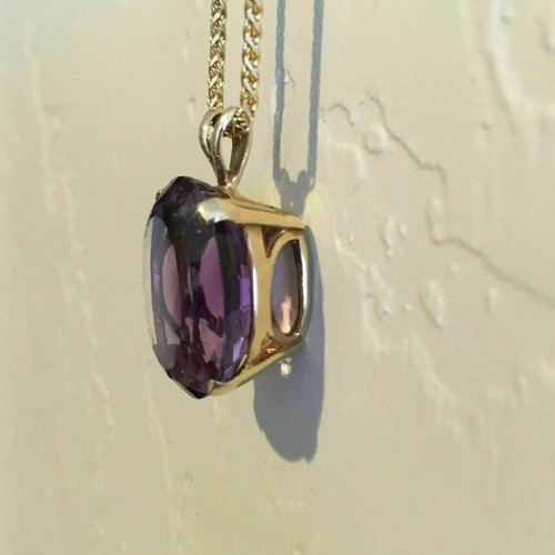 Collana con ciondolo donna ametista a taglio ovale 4 ct finitura oro giallo 14 carati - Foto 4 di 7