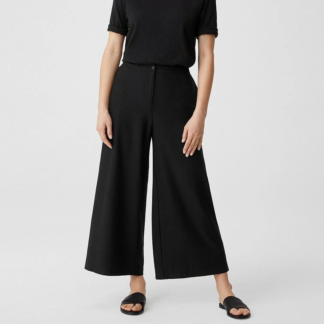 Eileen fisher wide leg crepe pants cheap