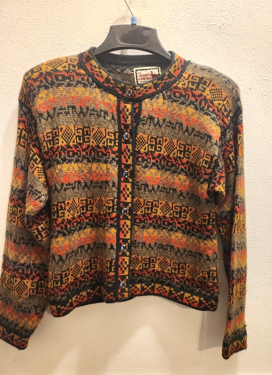 The Alpaca Connection Womens sz S 100% Alpaca Multicolor Button Up