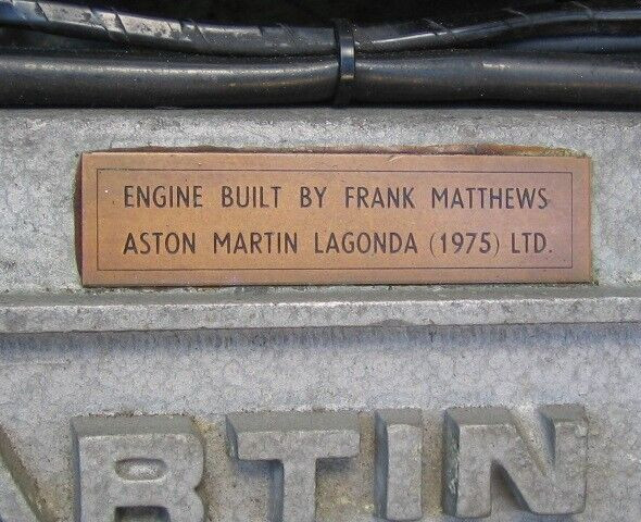 Aston Martin Engine Builder Plate Vantage, Volante, V8, DBS, Virage