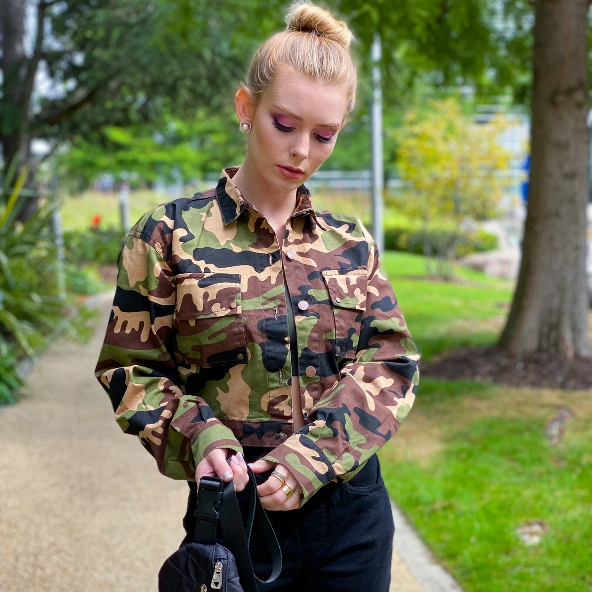 Ladies camo shop denim jacket