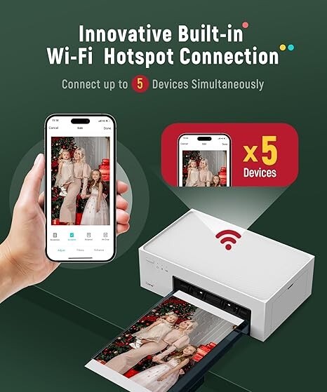 Liene 4x6 Wi-Fi Photo Printer with Thermal Dye Technology for Smartphones Includes 20 Sheets