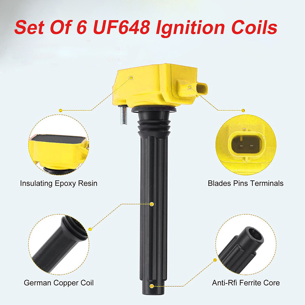 6 Ignition Coils & 6 Spark Plugs Kit For 2011-19 Dodge, Jeep, Ram, Chrysler, VW 3.6L - UF648
