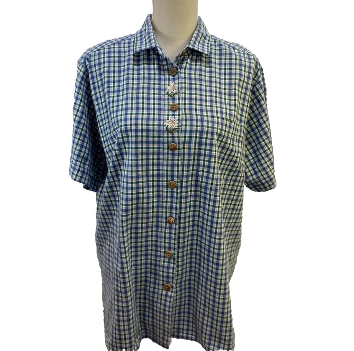 トップス HAMMERSCHMID PLAID SHIRT HAMMERSCHMID Button Up Shirt Blue White Gingham Plaid Shirt