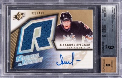 2005 UD SPX Hockey ALEXANDER OVECHKIN AUTO GAME JERSEY RC SP BGS 9 /499  🔥