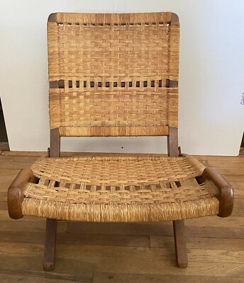 Mid-Century Danish Modern Folding Woven Chair