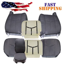 For 2003-2007 Chevy Silverado 1500 2500 Driver  Passenger Cloth Seat Cover Gray
