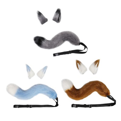 Wolf Ears Tail Cosplay Set Tier Haarspange Kopfbedeckung für Anime Verkleiden