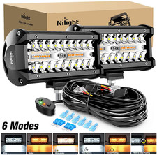 Nilight 2PCS 6.5 Inch 120W LED Light Bar Amber White Strobe 6 Modes Memory Fu...