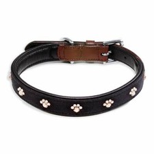 Collare per cani collare per cani collare in pelle nero cristalli Swarovski M