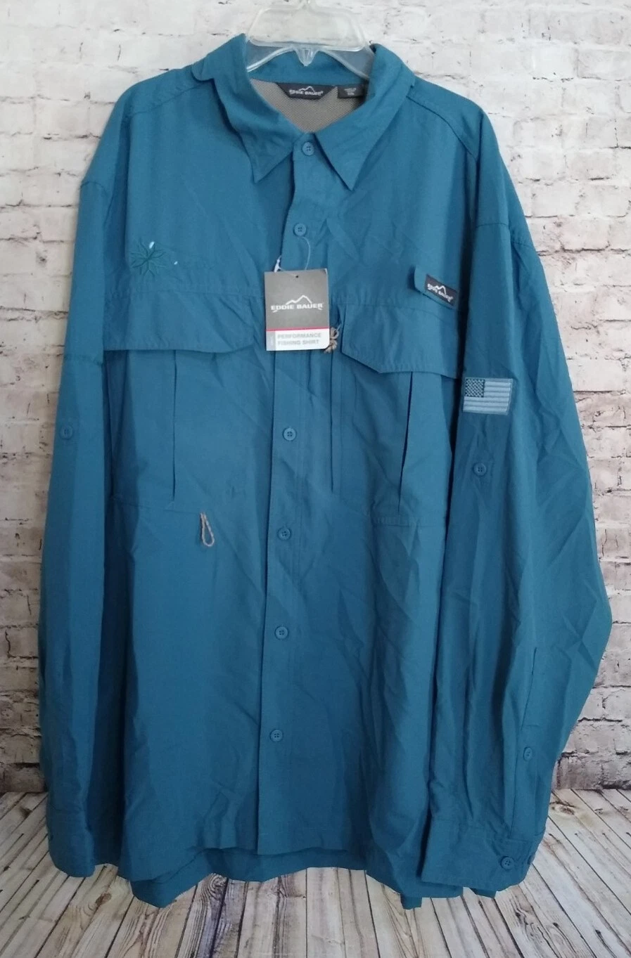 Eddie Bauer Performance Fishing Shirt L//S Button Up Vented XXL Blue