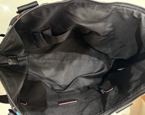 Elliott Lucca Black Floral Woven / Leather Trim Large Tote Overnight Travel Bag - Picture 7 of 10