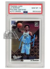 Ja Morant 2019-20 Donruss Optic The Rookies Auto Card #2 PSA/DNA 10 (Light Blue)