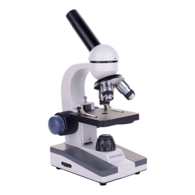 AmScope 3 Lens Microscope WF-10X 4X-10X-40X Serial No. 1567815