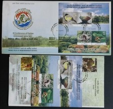 135.INDIA 2013 Tampon M/S Bio Diversité Hotspots,Oiseaux,Singe FDC + Brochure