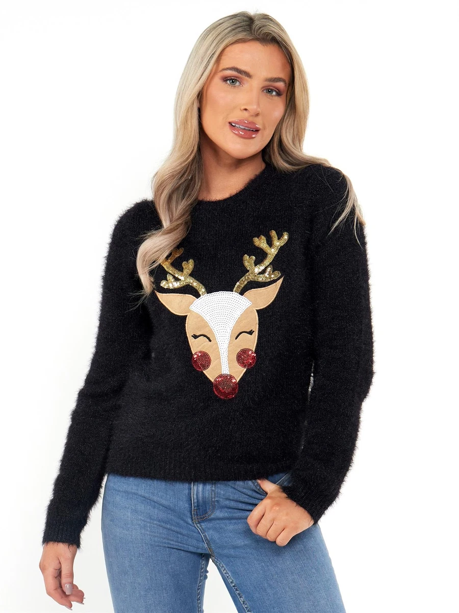 Womens fluffy christmas clearance jumpers