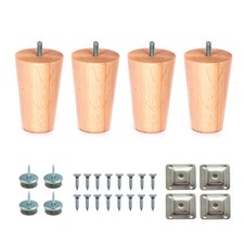 Image of 4x Wooden Furniture Tapered Cone Round Legs Feet For Sofa Stool Cabinet [FARLOV]
