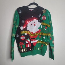 Santa Claus Christmas Holiday Sweater Pull Over Size XL 15-17