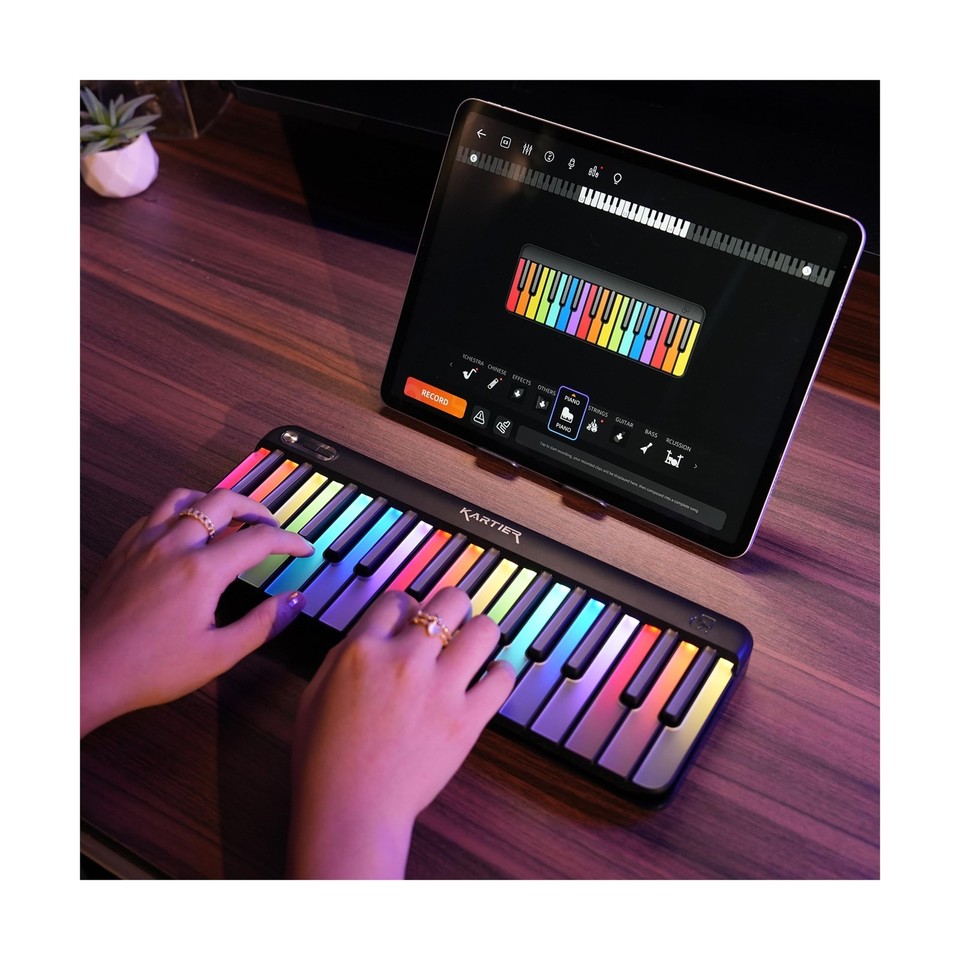 Kartier Piano MIDI Keyboard, Includes 1,000+ Famous Sounds/Presets, LED ...