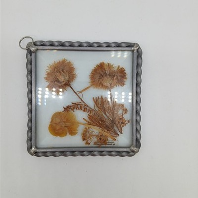 Vintage Lasting Impressions Suncatcher Dried Pressed Flowers in Framed Glass USA