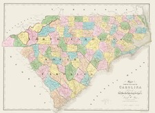Historic State Map - North Carolina South Carolina - Burr 1839 - Vintage Wall