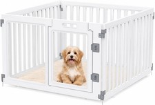 Clear Acrylic Dog Playpen W/ Door,23.6" Puppy Playpen,Easy Assemble Pet Fence
