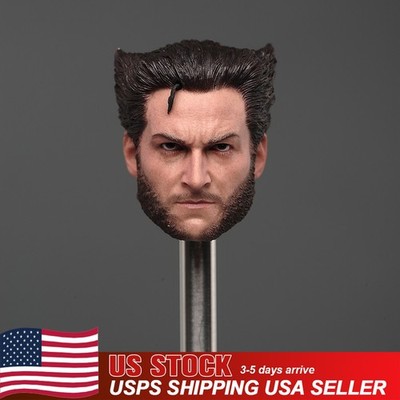 USA 1/6 Male Head Sculpt Wolverine Jackman Carved Model For 12inch Action Figure