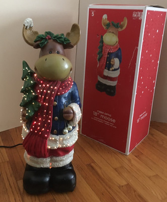 **Vintage 18'' LIGHTED FIBER OPTIC MOOSE CHRISTMAS DECOR TARGET 2009 & BOX ~VIDEO