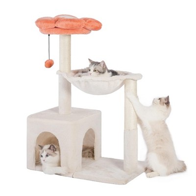 Flower Cat Tree 34 Scratching Post Small Cat Tower for Large Cats,Featuring w...