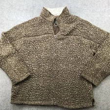 True Grit Sweater Mens XL Brown Sherpa Fleece Quarter Zip Deep Pile