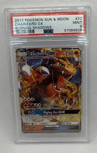 2017 POKEMON SUN & MOON BURNING SHADOWS #20/147 CHARIZARD GX HOLO RARE PSA 9