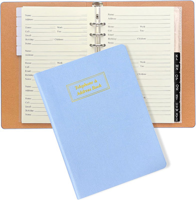 Reﬁllable Address Book with Alphabetical Tabs, Gold Foil Hardcover Phone Book 64