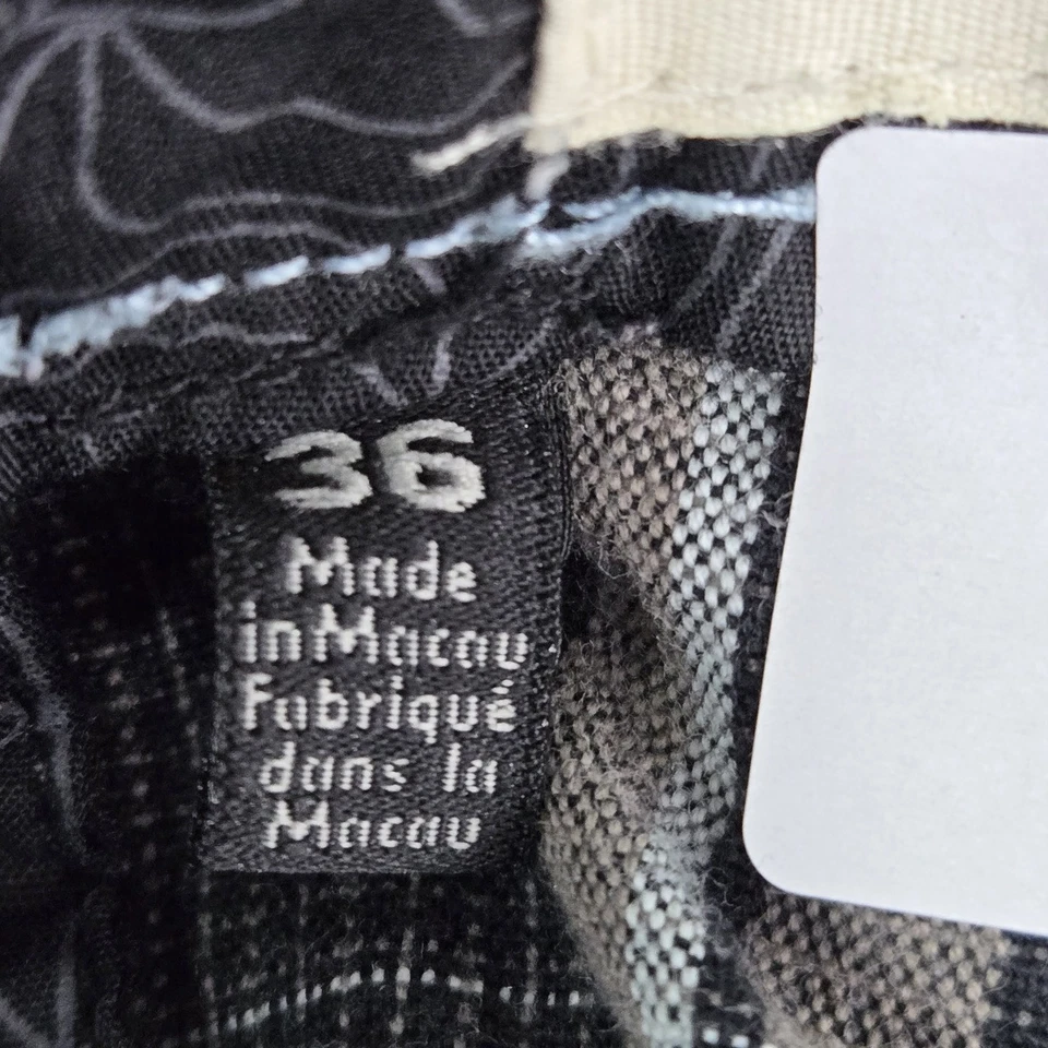 Pantalones Cortos Hurley Hombre 36 Negro Cuadros Chino Botón 10" Entrepierna Y2K Foto 4 de 4