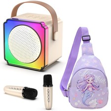 Mini Karaoke Machine with 2 Wireless Microphones, Birthday Gifts for , Adults...