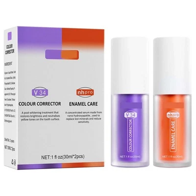 BRANDED V34 Colour Correcter Tooth Stain Removal Teeth Whitening Gel Purple Orange 30ml