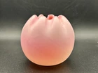 Vintage Pink Satin Glass Rose Bowl Crimped Rim 3.5” Fenton Style Mid Century