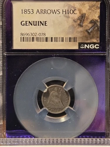 1853-P Seated Liberty Half Dime — photo from the most recent tracked eBay sale