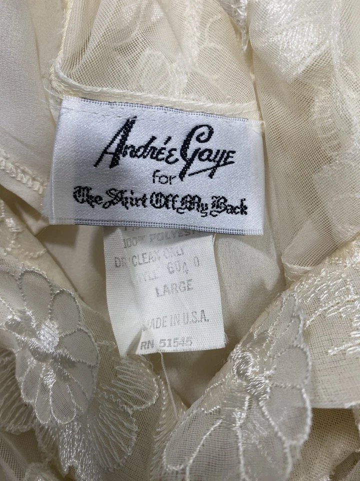 Vintage Dress Set SIZE LARGE Ivory floral cut out ANDREE GAYE flapper 80s 90s - Image 2 of 4