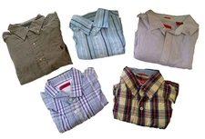 Name Brand Men's Button Front Shirts Large Long Sleeve Lot of 5 Various colors
