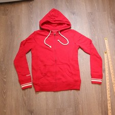 Mitchell Ness Womens Distressed Red Zip Up Hoodie Sweatshirt Size S Ph