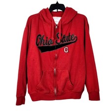 Ohio State Buckeyes Spell Out Zip Up Hooded Sweatshirt Size Large Red J. America