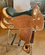Circle Y Equitation 17.5" Western Show Saddle with Engraved Silver Plating