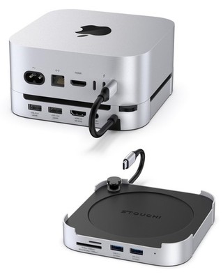 Mac mini M4 Dock with NVMe SATA SSD Enclosure, Stouchi M4 Stand&Hub with 2X USB