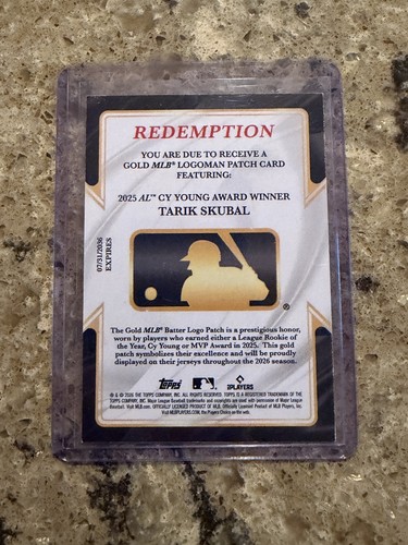 2026 TOPPS CHROME REDEMPTION GOLD LOGOMAN PATCH TARIK SKUBAL 2025 CY YOUNG