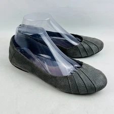 Earth Bellwether Ballet Flats Womens 8 Dark Grey Print Suede Slip On Comfort