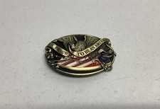 "I'm Proud To Be An American" Eagle  Flag Belt Buckle